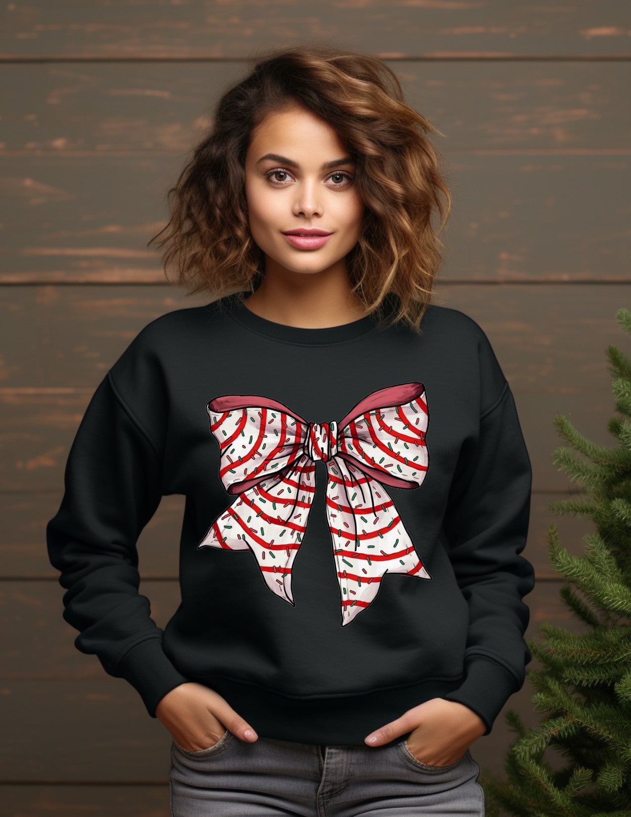 Christmas Snack Cake Bow Sweatshirts