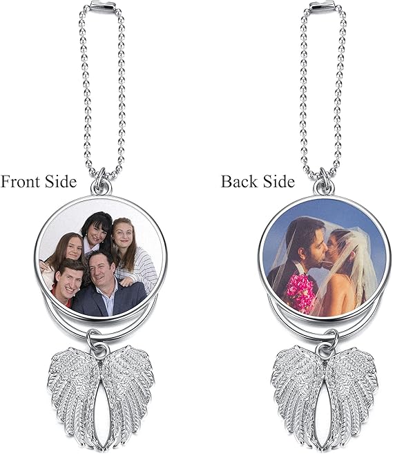 Memorial Car Charm - Double Sided with Wings