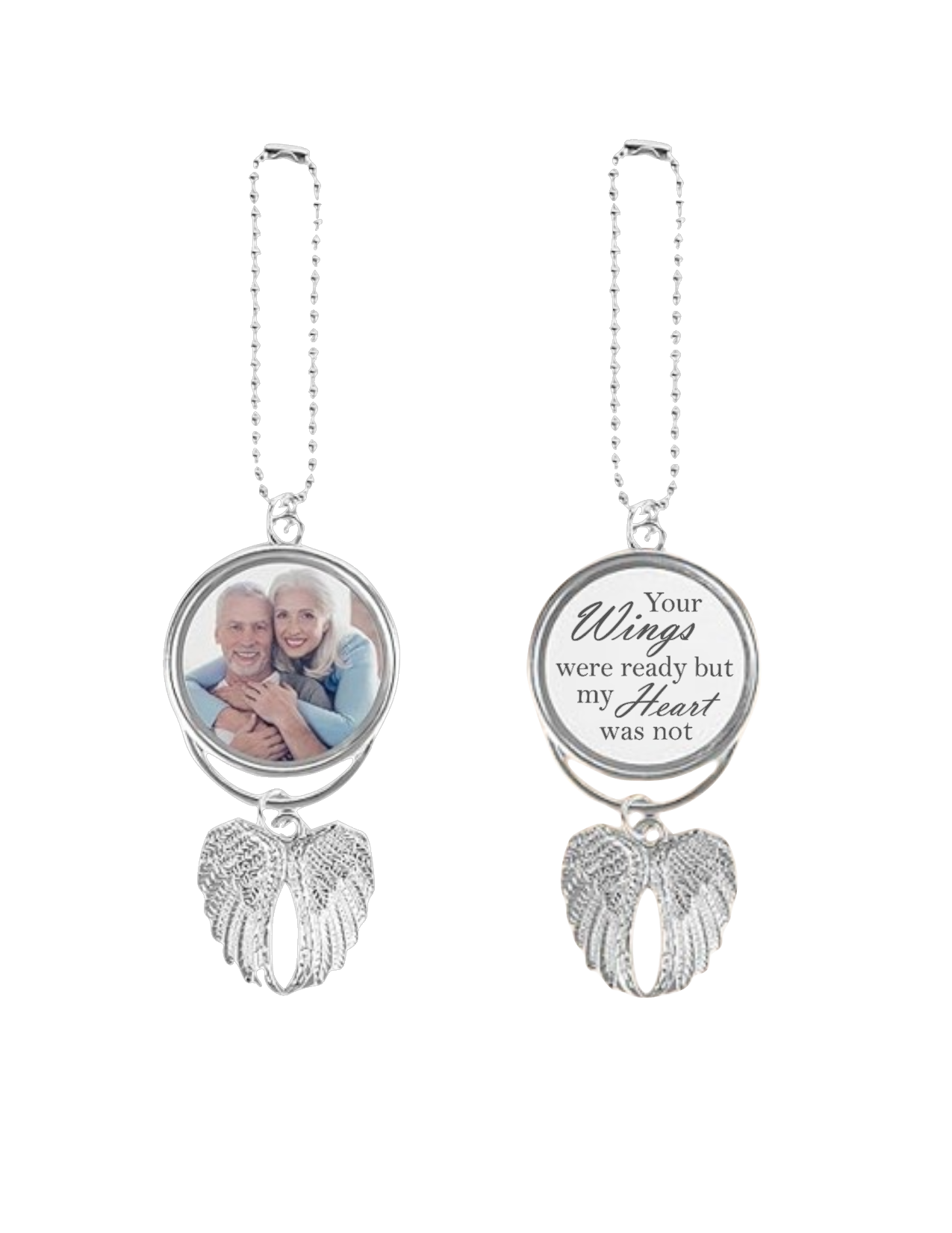 Memorial Car Charm - Double Sided with Wings