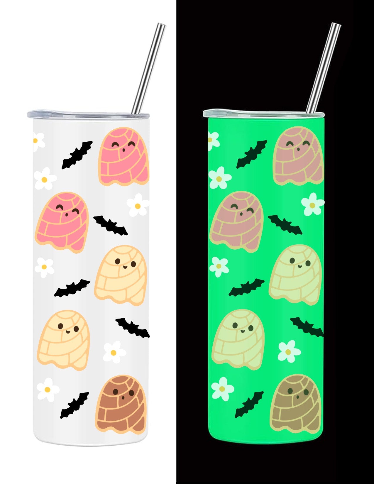 Ghost Concha Glow in the Dark Halloween Tumblers