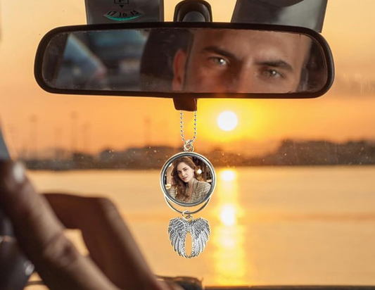 Memorial Car Charm - Double Sided with Wings