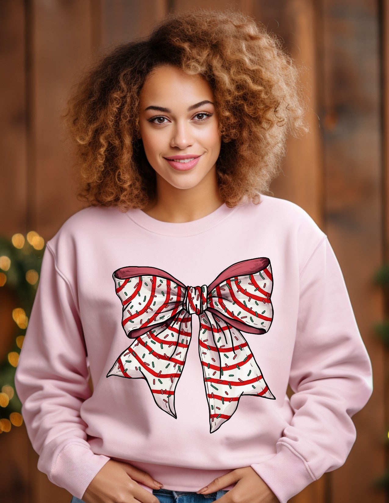 Christmas Snack Cake Bow Sweatshirts