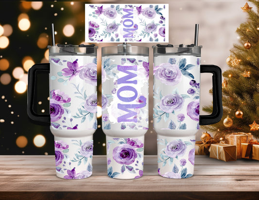 Purple Floral Mom 40 Oz Tumblers