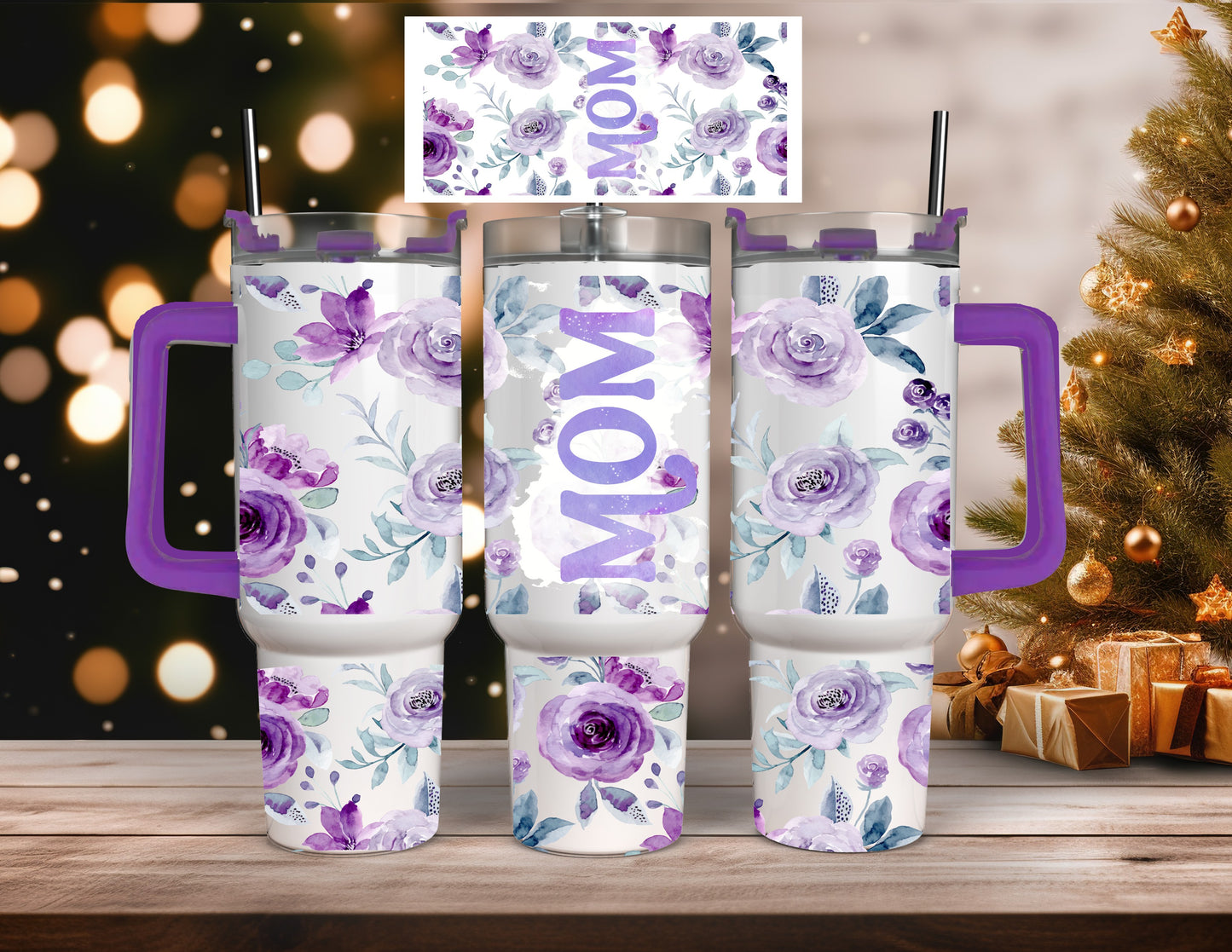 Purple Floral Mom 40 Oz Tumblers