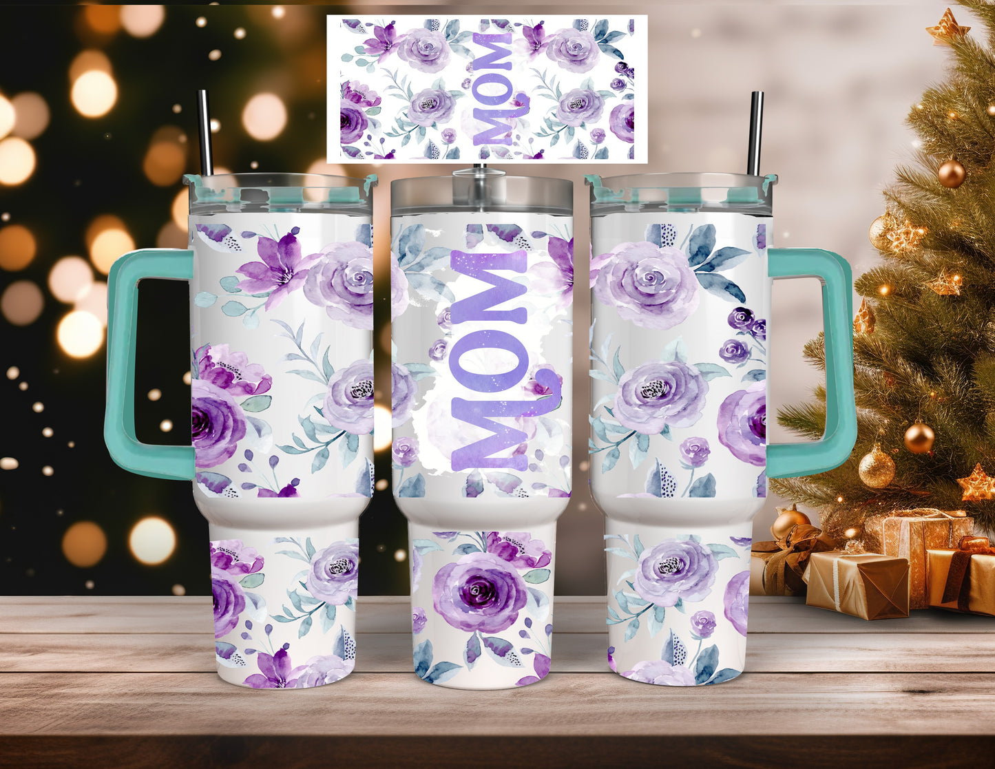 Purple Floral Mom 40 Oz Tumblers