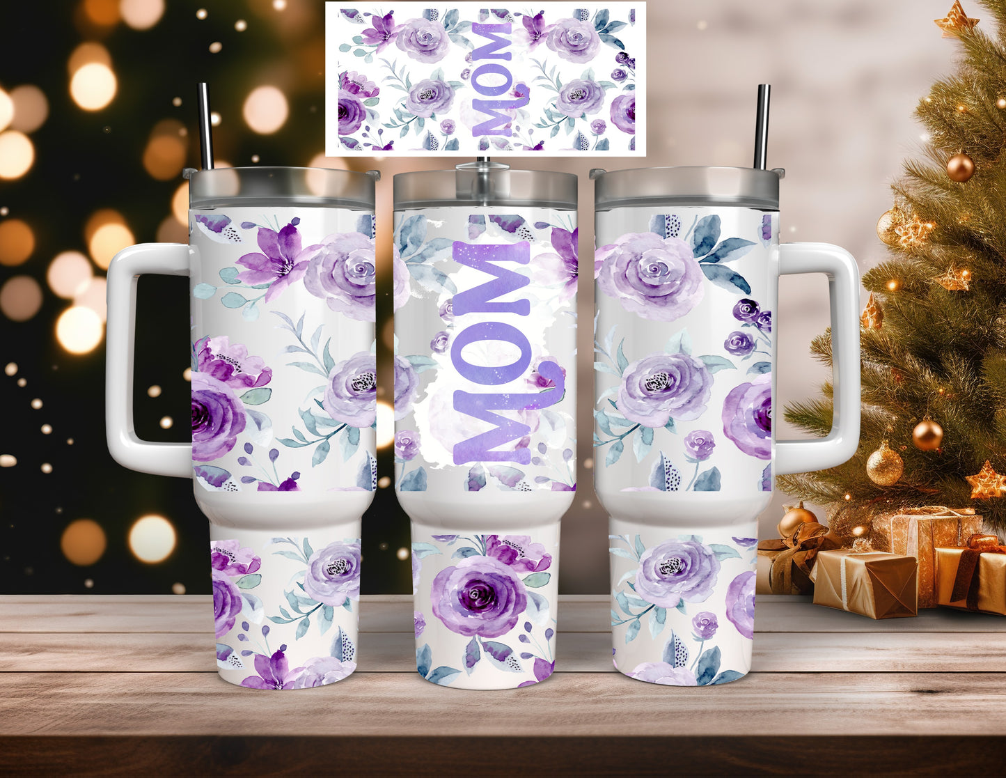 Purple Floral Mom 40 Oz Tumblers