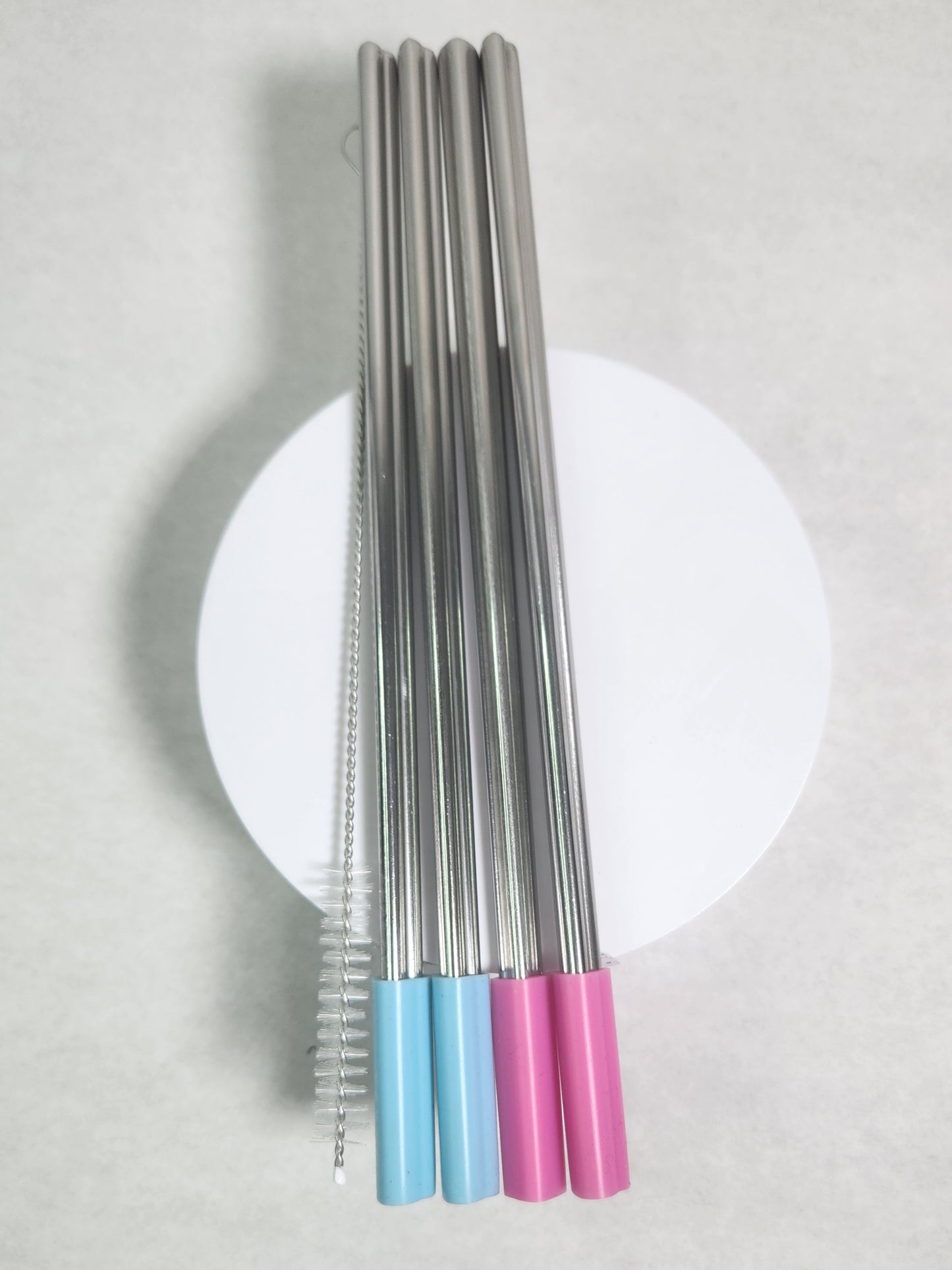 4 Pack - Heart Shaped 8.5 inch Stainless Steel Straws