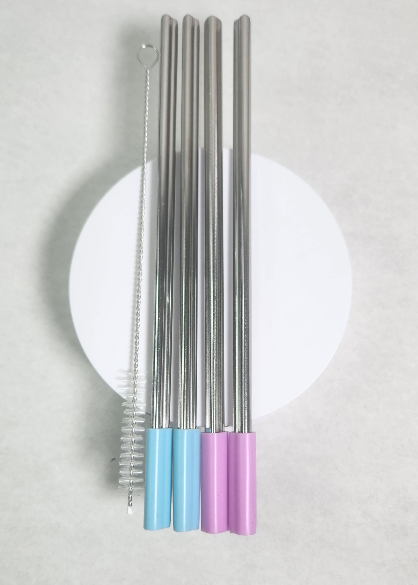 4 Pack - Heart Shaped 8.5 inch Stainless Steel Straws