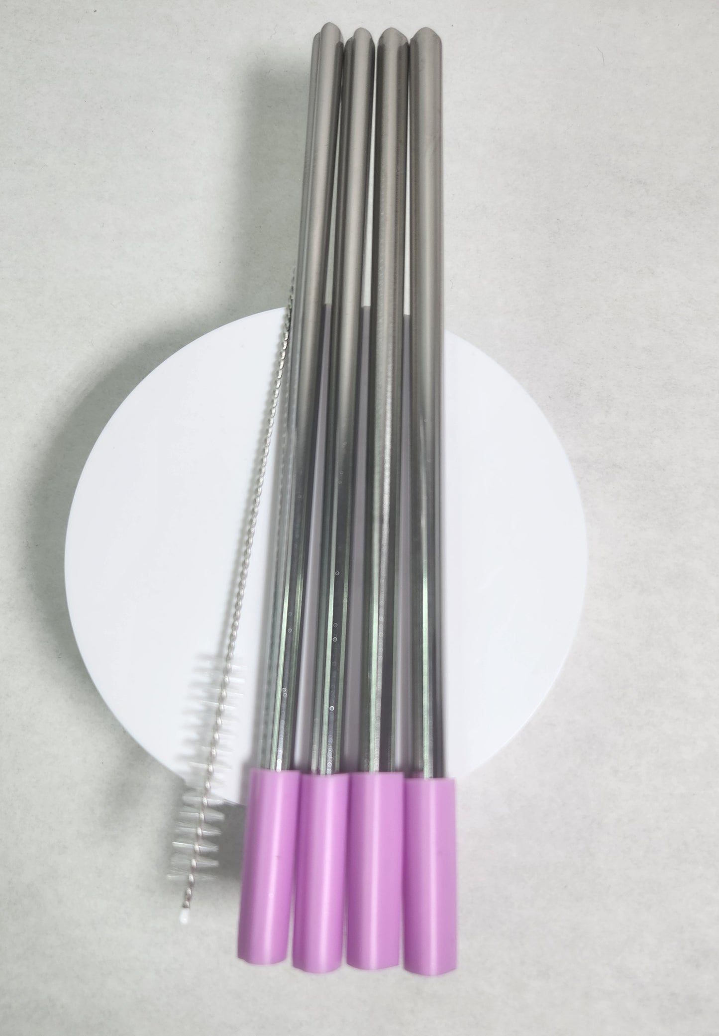 4 Pack - Heart Shaped 8.5 inch Stainless Steel Straws