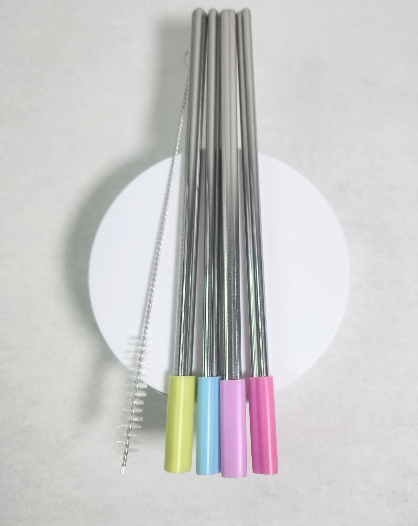 4 Pack - Heart Shaped 8.5 inch Stainless Steel Straws