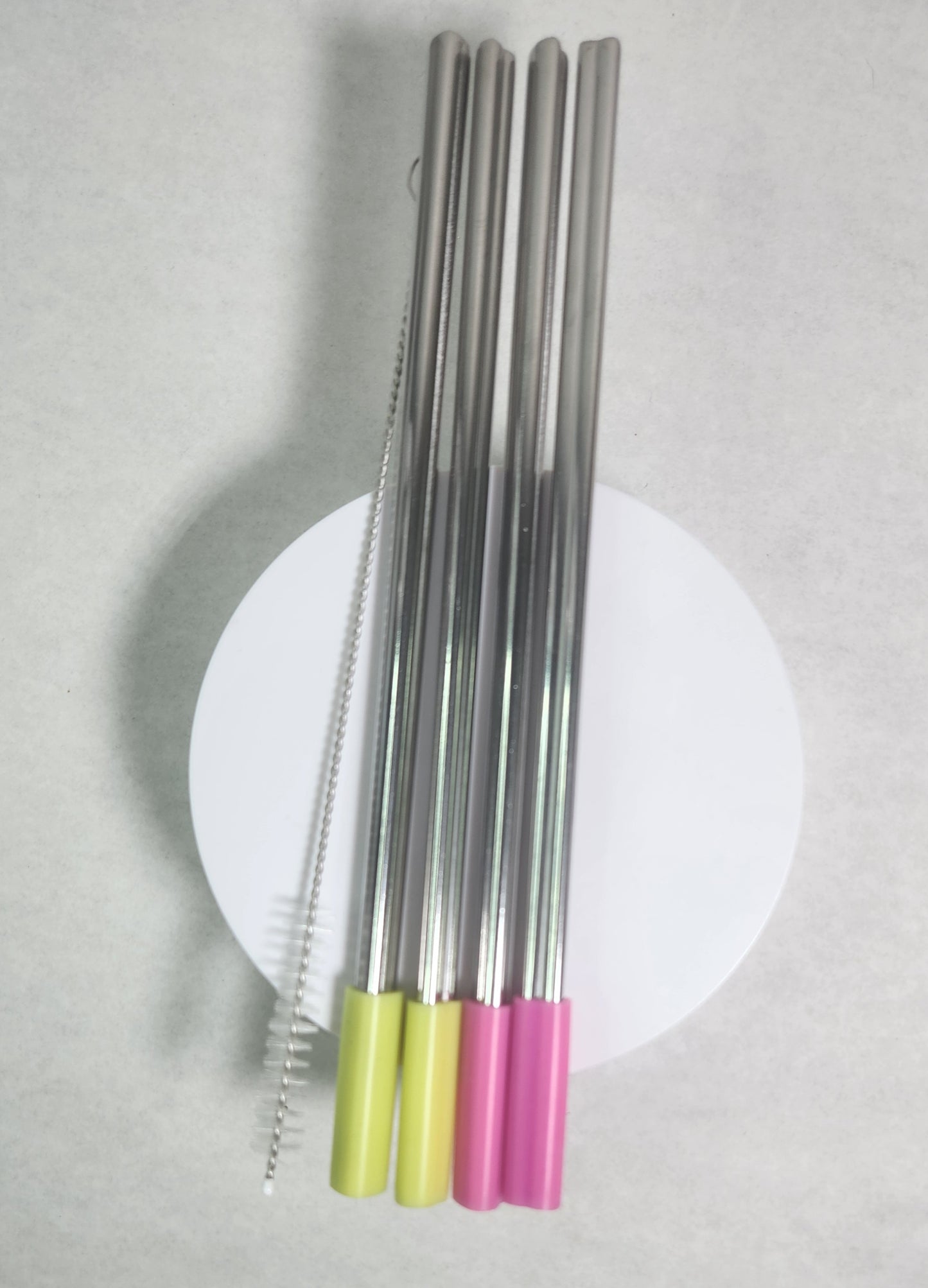 4 Pack - Heart Shaped 8.5 inch Stainless Steel Straws