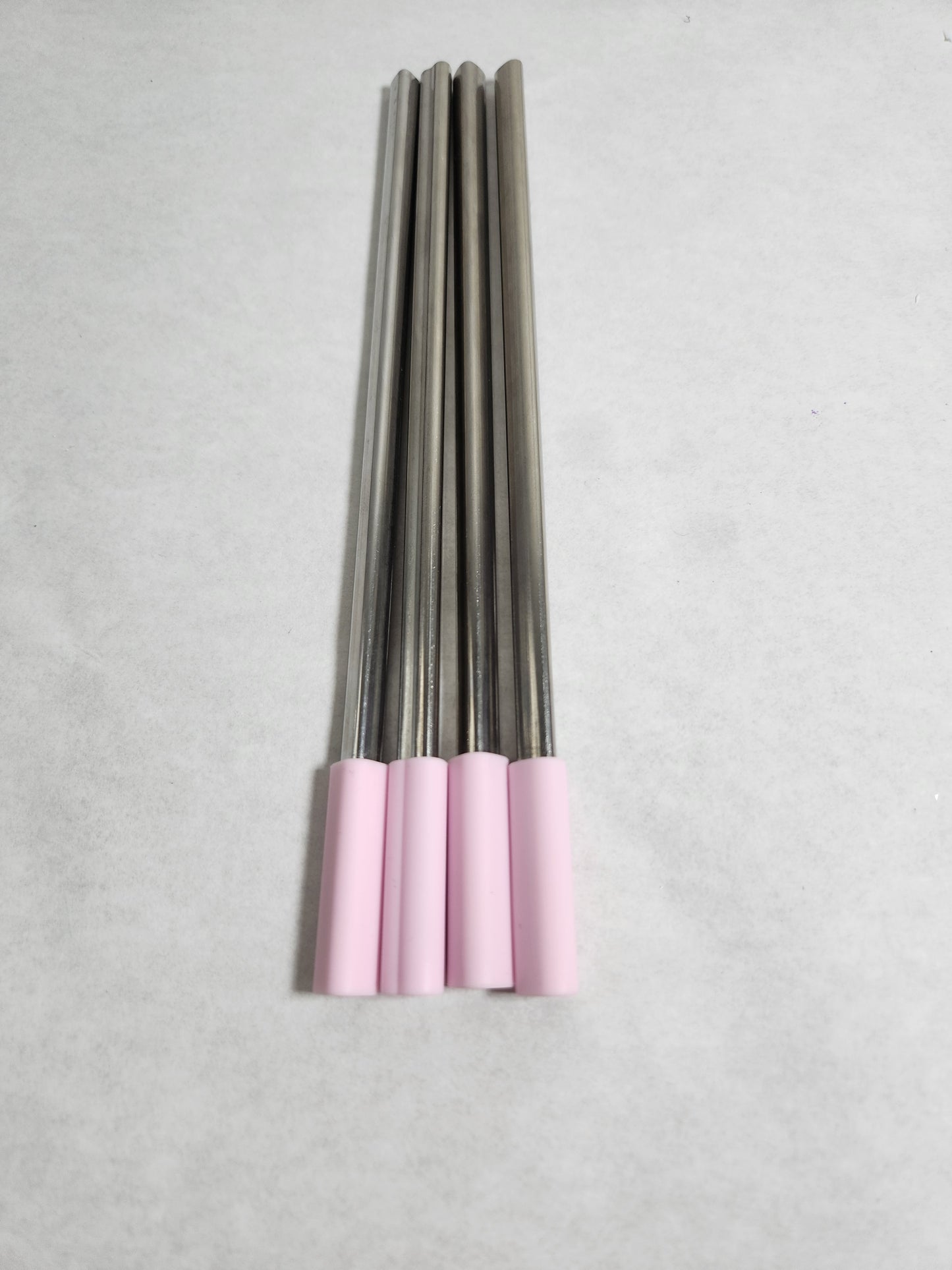 4 Pack - Light Pink Heart Shaped 8.5 inch Stainless-Steel Straws