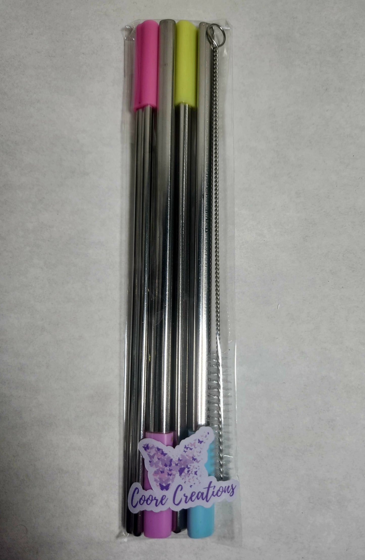 4 Pack - Heart Shaped 8.5 inch Stainless Steel Straws