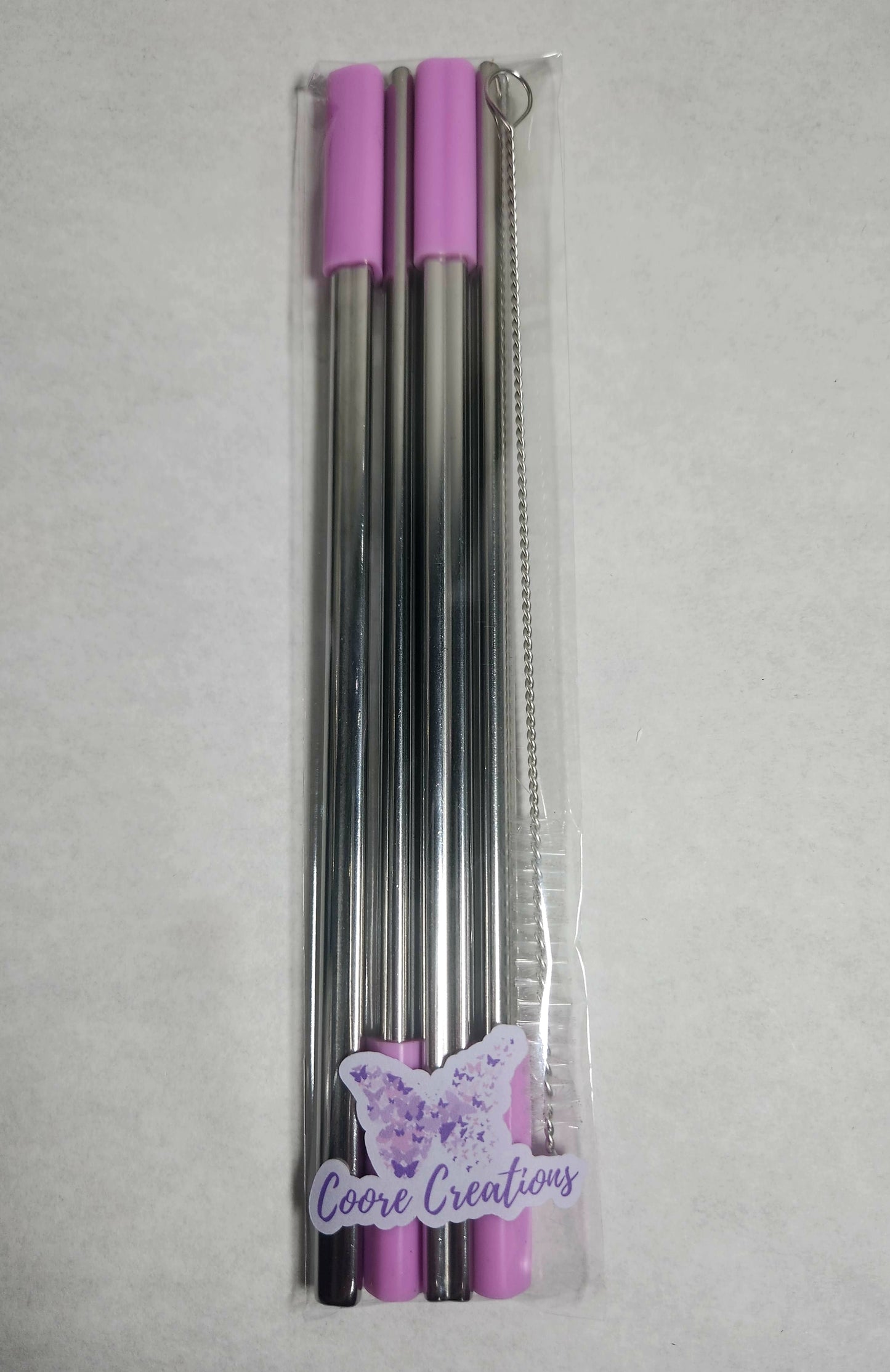 4 Pack - Heart Shaped 8.5 inch Stainless Steel Straws