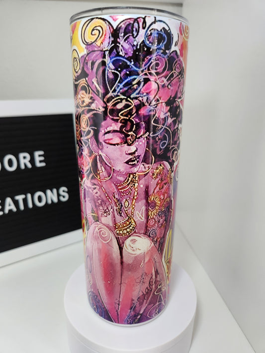 Purple Graffiti Goddess Shimmer Tumbler