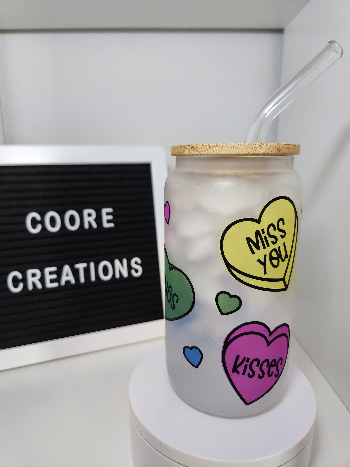 Valentine's Design Color Changing Frosted Glass Cans