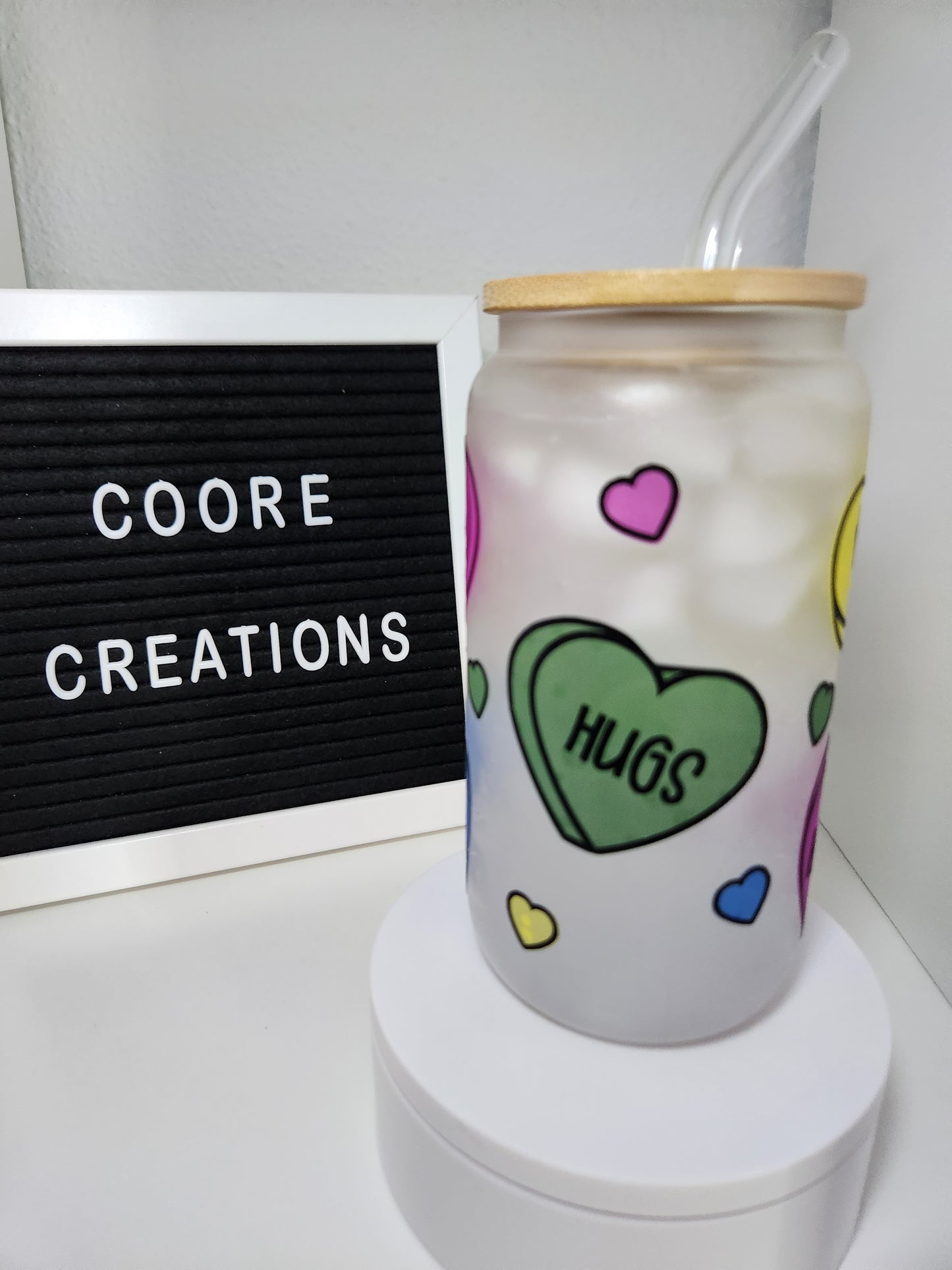 Valentine's Design Color Changing Frosted Glass Cans