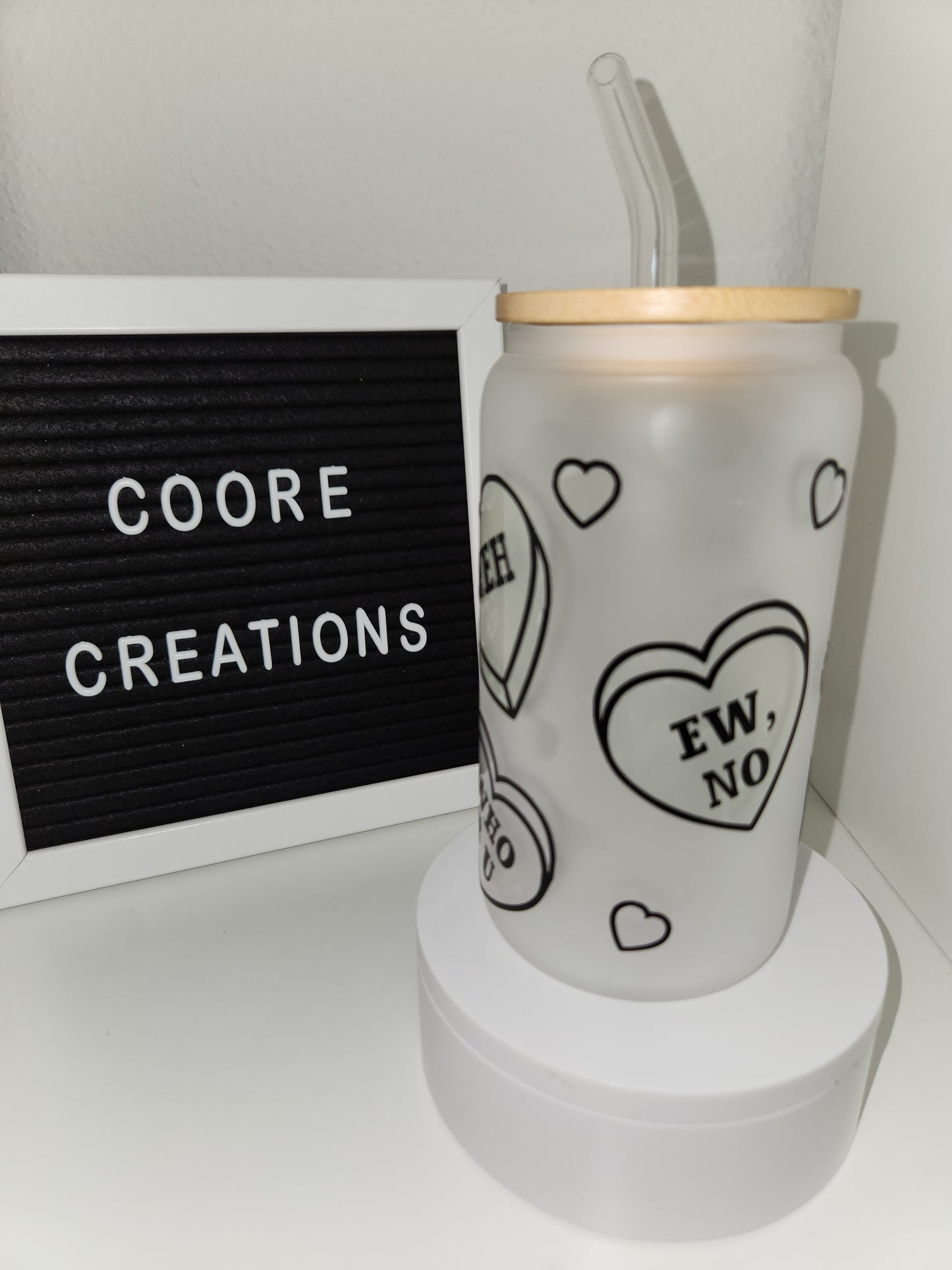 Valentine's Design Color Changing Frosted Glass Cans