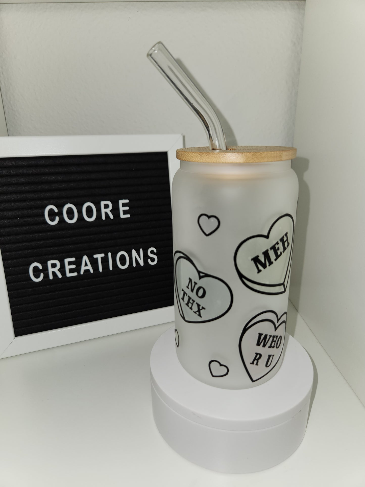 Valentine's Design Color Changing Frosted Glass Cans