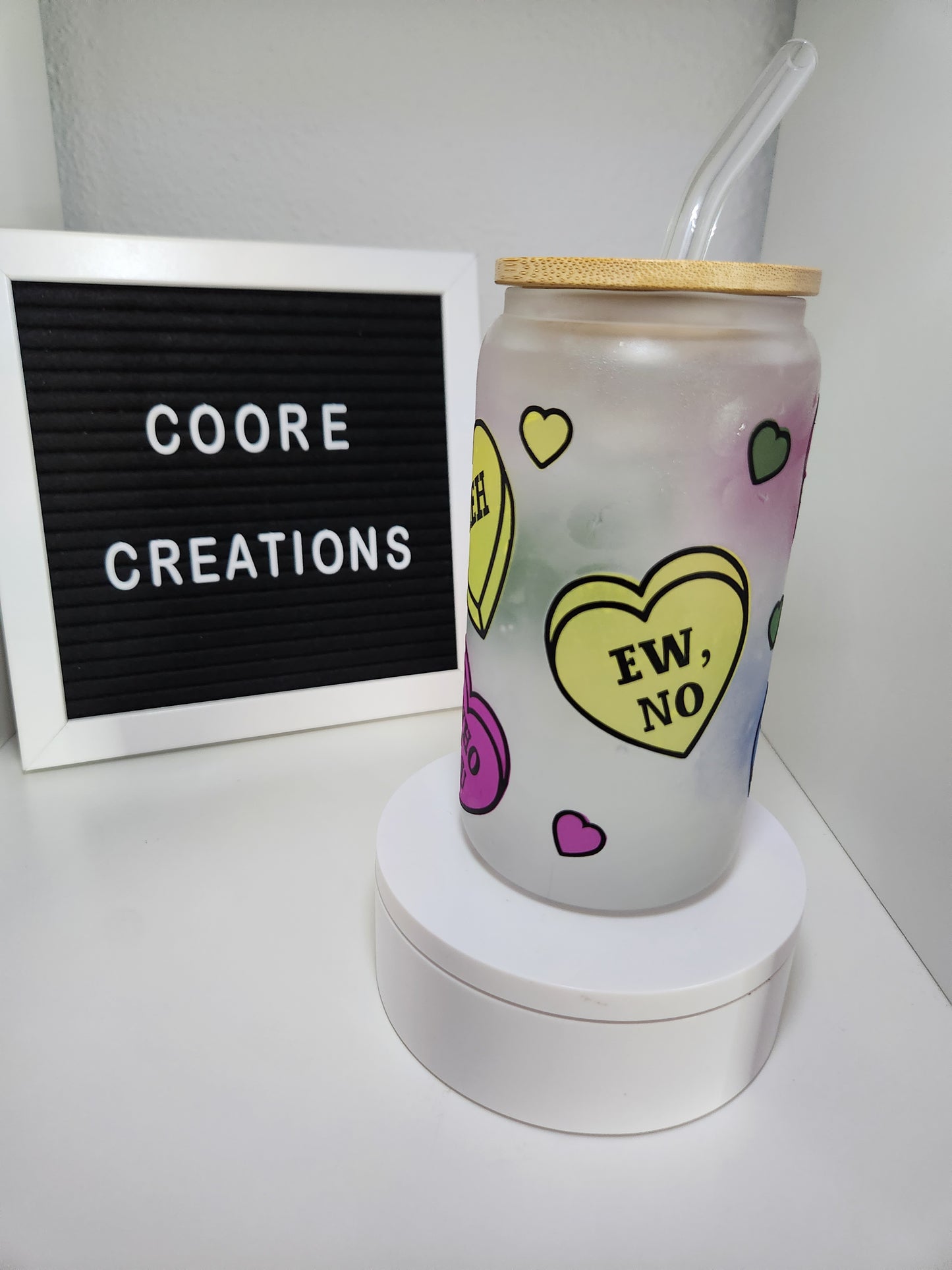 Valentine's Design Color Changing Frosted Glass Cans