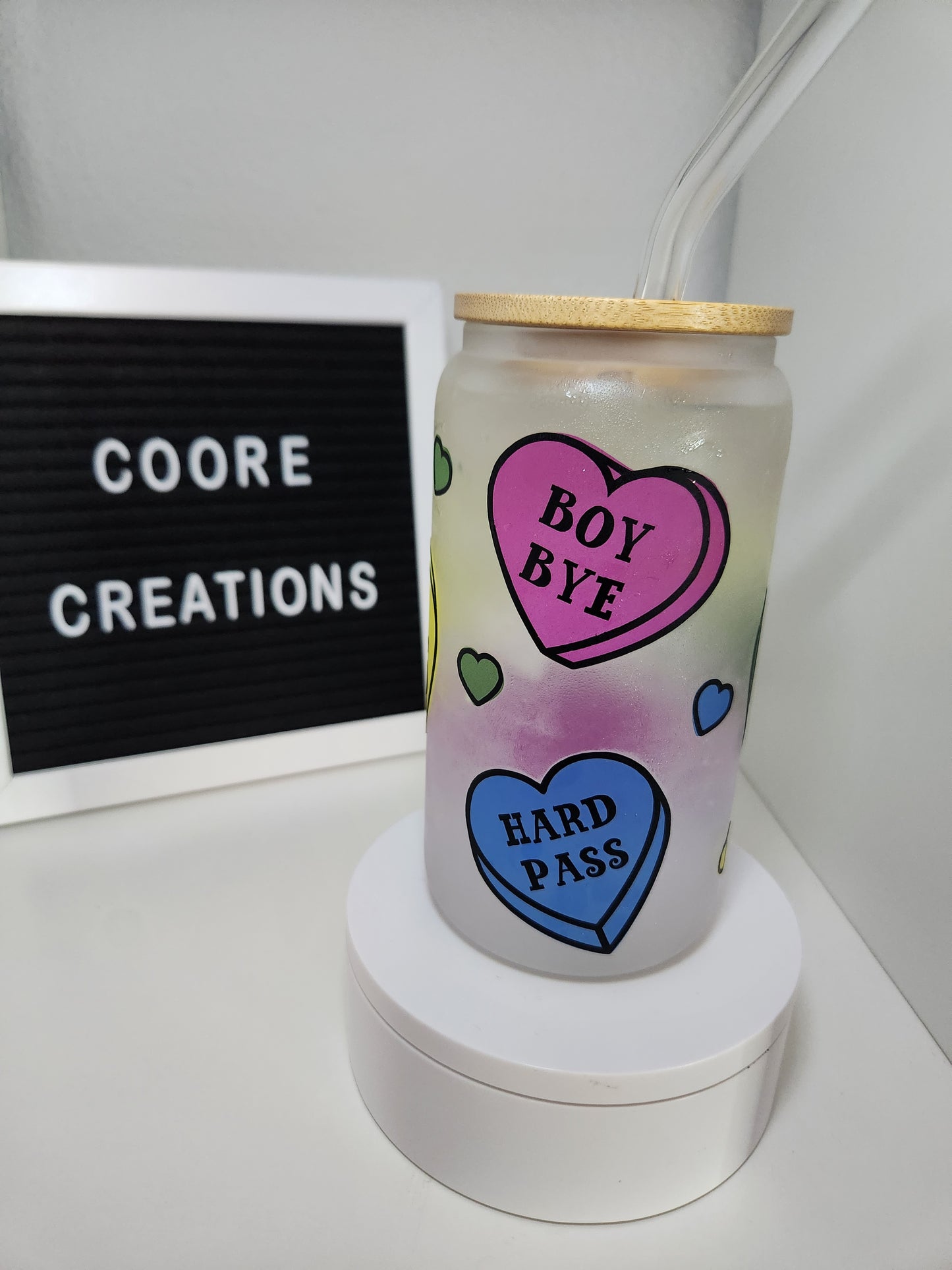 Valentine's Design Color Changing Frosted Glass Cans