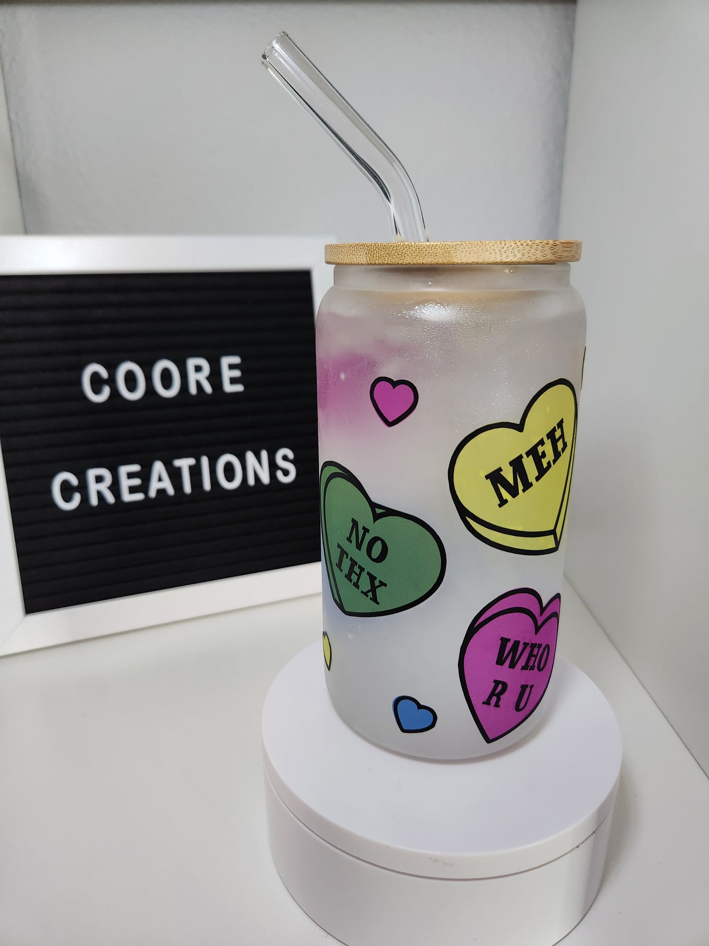 Valentine's Design Color Changing Frosted Glass Cans