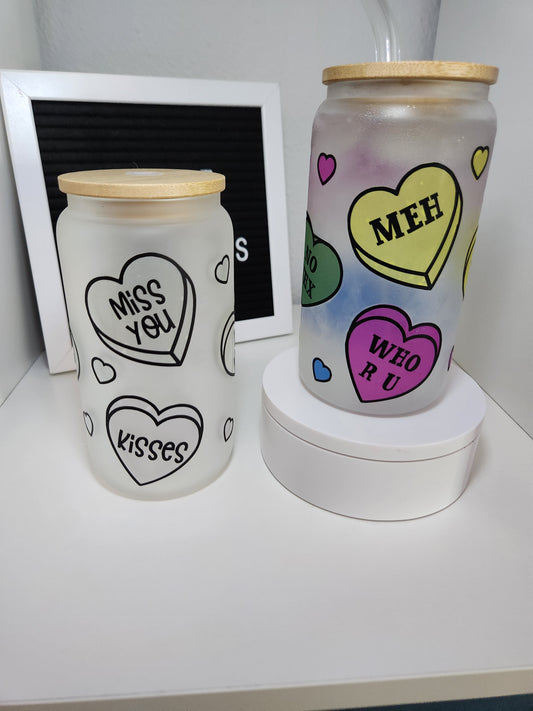 Valentine's Design Color Changing Frosted Glass Cans