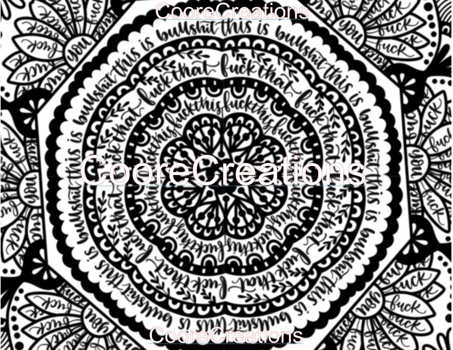 Mandala (with hidden cuss words) Customizable Tumbler